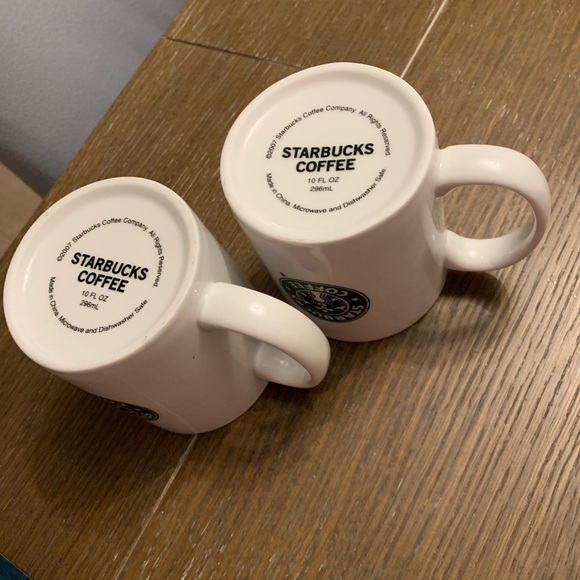 Two Starbucks Coffee Mugs 10 Fl oz White Ceramic w/Green Mermaid Logo - Picture 12 of 16